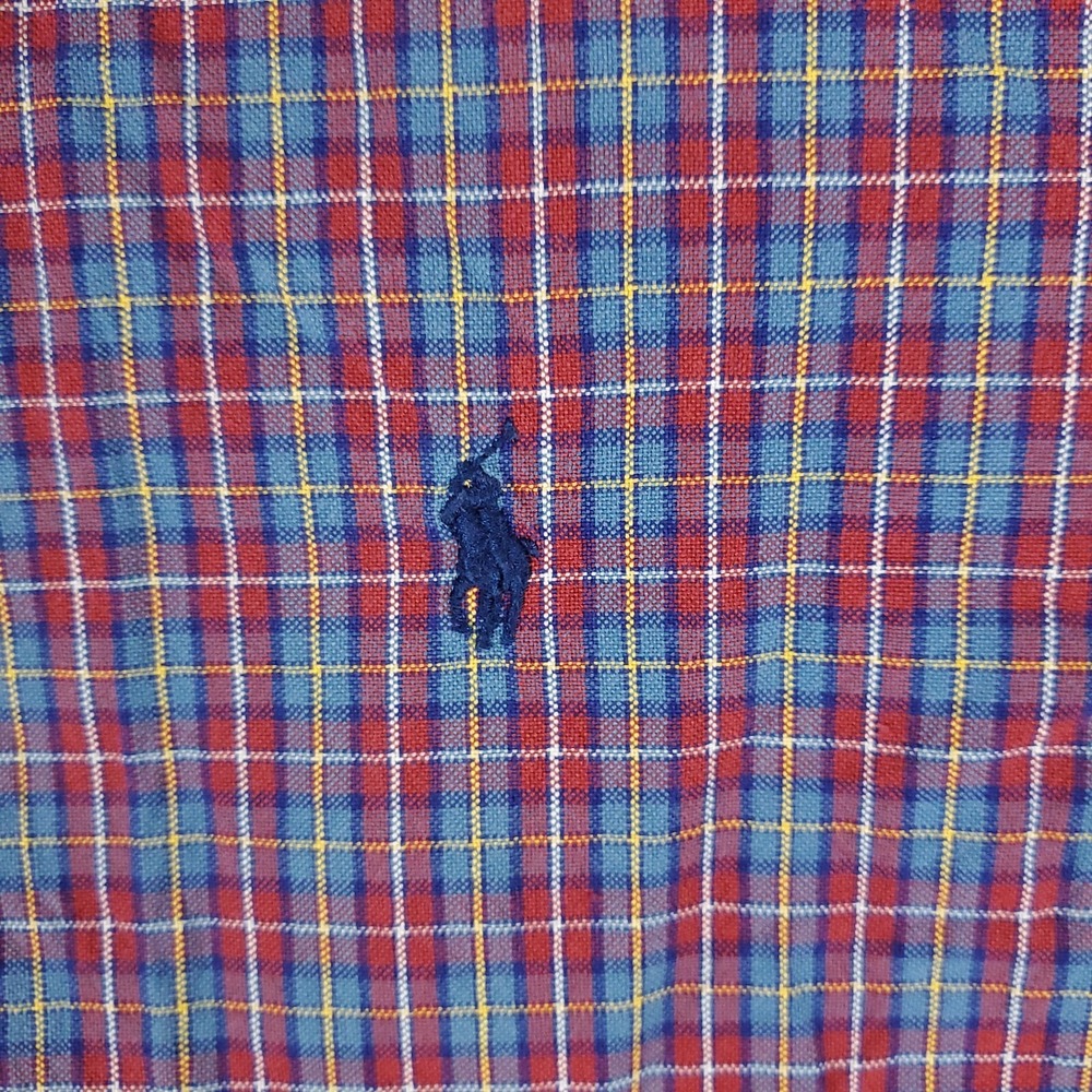 Ralph Lauren Mens 2XLT Blue Red Plaid Pony Button Up Long Sleeve Shirt 2XL Tall - Picture 2 of 7